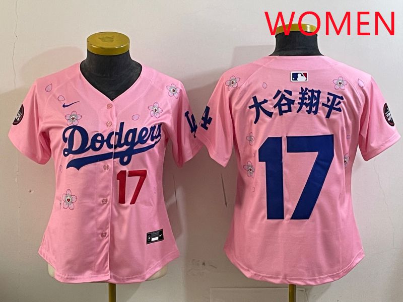 Women Los Angeles Dodgers #17 Ohtani Pink Sakura Edition 2025 Nike MLB Jersey style 8->women mlb jersey->Women Jersey